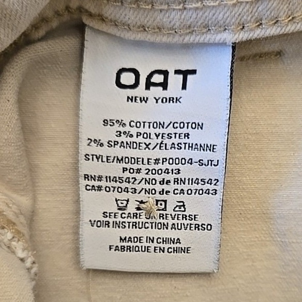 OAT New York Cream Stretch Twill Womens Pants Size 6/28 (27x27) Style P0004-SJTJ - Picture 8 of 8